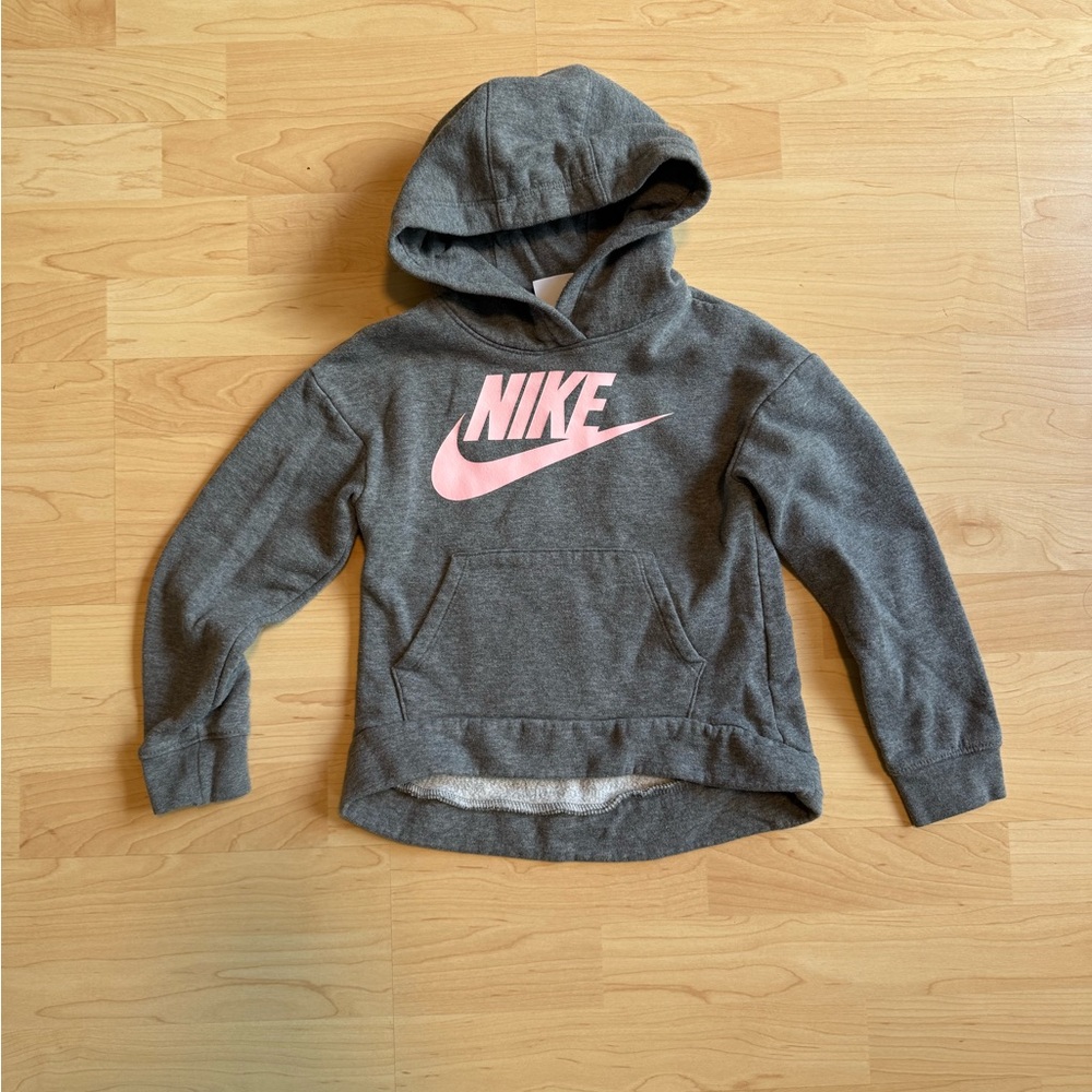 Nike Kids Gray Hoodie with Pink Logo - little kids size 6